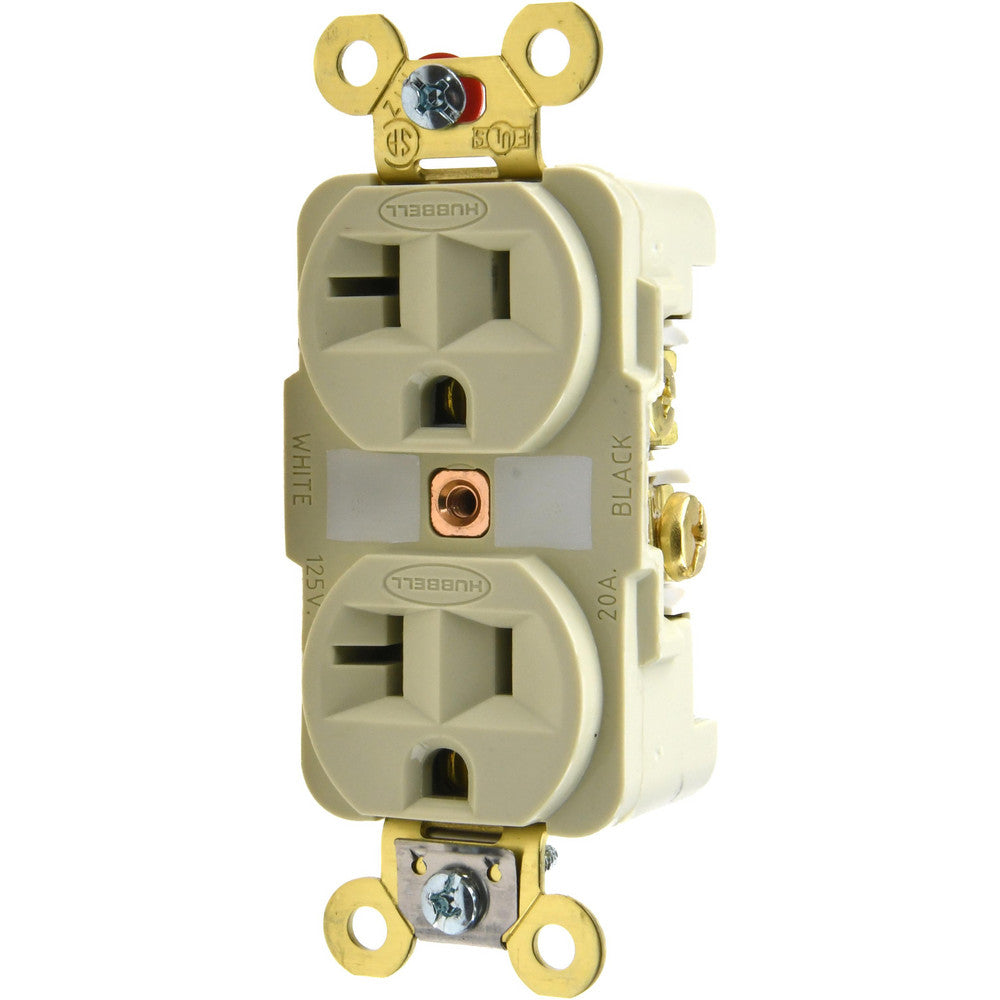 Hubbell Wiring Device-Kellems HBL5362I Straight Blade Duplex Receptacle NEMA 5-20R, 20 Amps, Self-Grounding