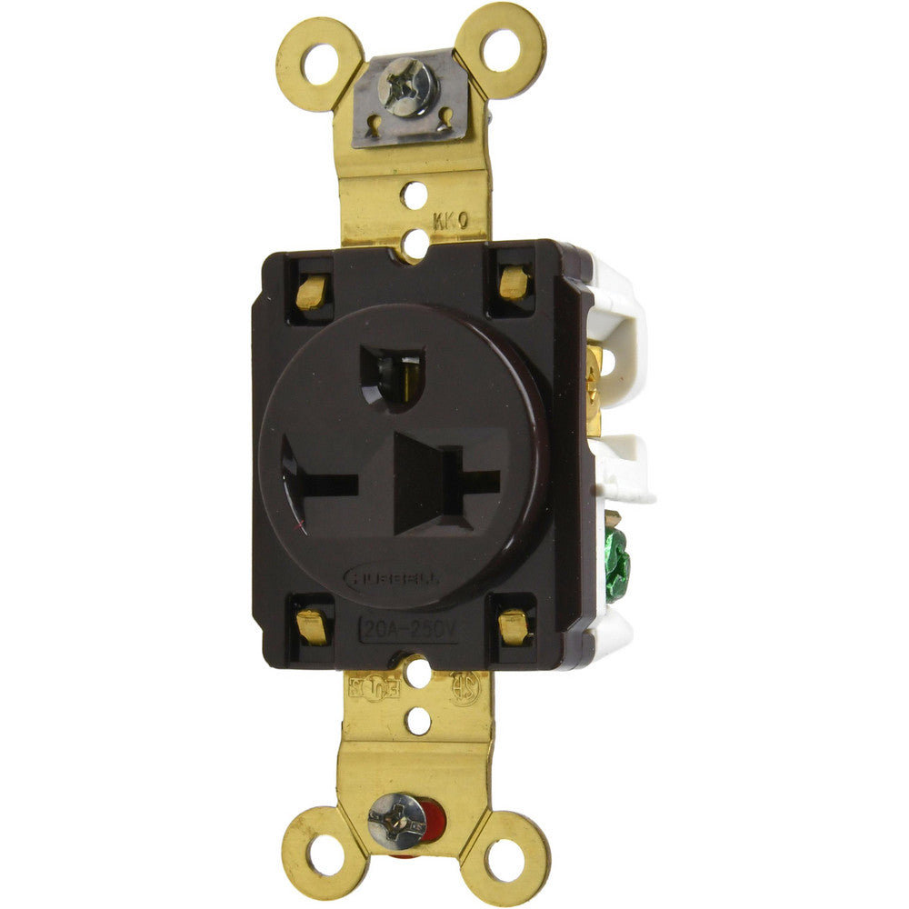 Hubbell Wiring Device-Kellems HBL5461 Straight Blade Single Receptacle NEMA 6-20R, 20 Amps, Self-Grounding