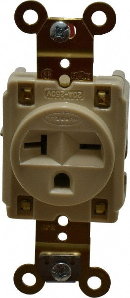 Hubbell Wiring Device-Kellems HBL5461I Straight Blade Single Receptacle NEMA 6-20R, 20 Amps, Self-Grounding