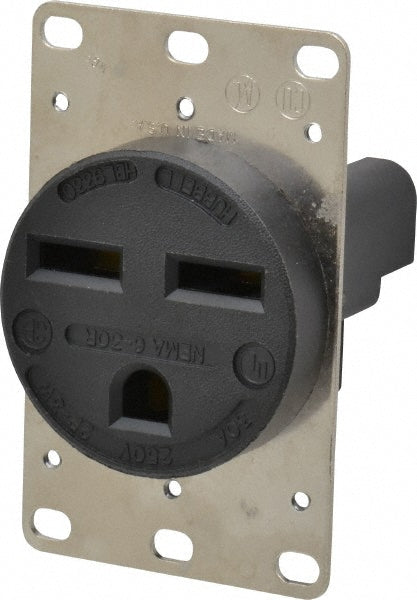 Hubbell Wiring Device-Kellems HBL9330 Straight Blade Single Receptacle NEMA 6-30R, 30 Amps, Self-Grounding