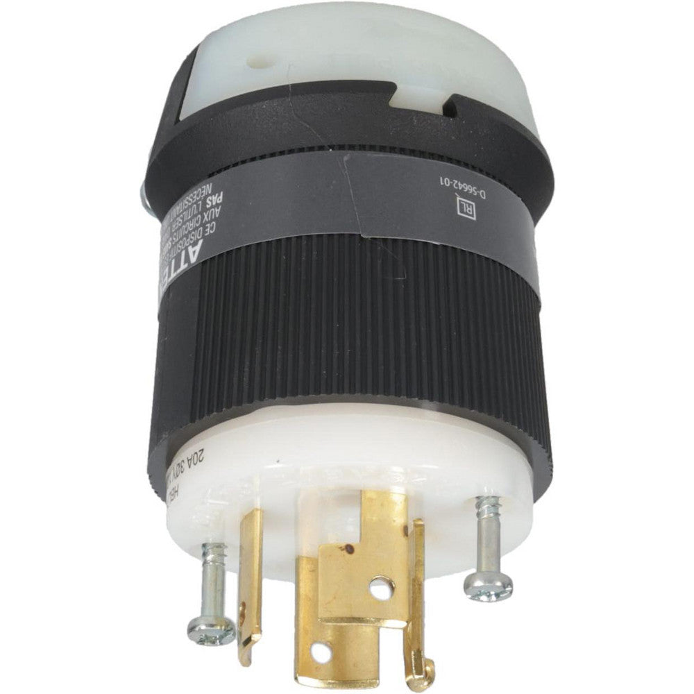 Hubbell Wiring Device-Kellems HBL7411C Locking Inlet Plug, Industrial, Non-NEMA, 120 & 208V, Black & White