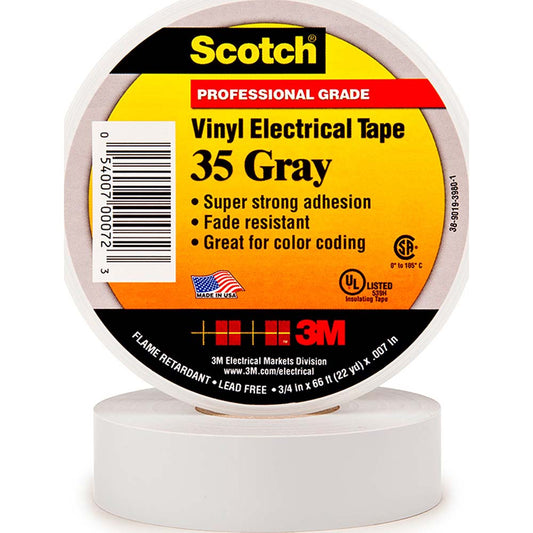 3M 7000006099 Electrical Tape 3/4" Wide, 66' Long, 7 mil Thick, Gray