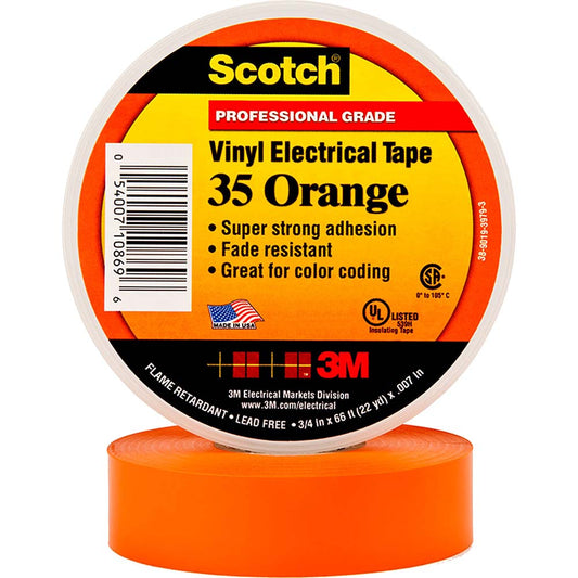 3M 7000058438 Electrical Tape 1/2" Wide, 20' Long, 7 mil Thick, Orange