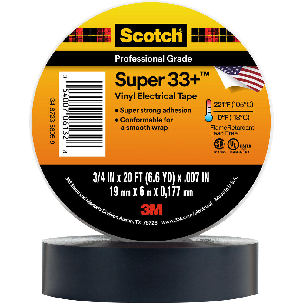 3M 7000058432 Electrical Tape 3/4" Wide, 20' Long, 7 mil Thick, Black