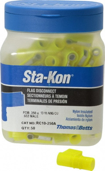 Thomas & Betts RC10-250A Wire Disconnect Female, Yellow, Nylon, 12-10 AWG, 1/4" Tab Width