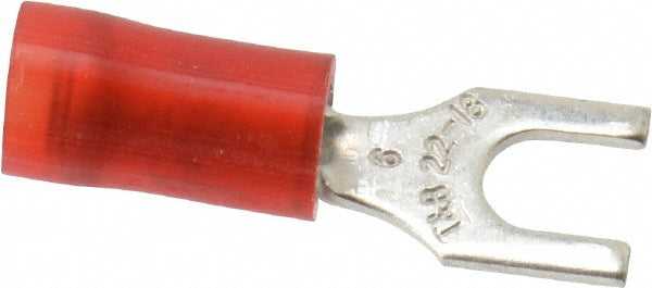 Thomas & Betts RA18-6F Standard Fork Terminal Red, Nylon, Partially Insulated, #6 Stud, Crimp