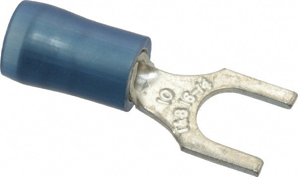 Thomas & Betts RB14-10F Standard Fork Terminal Blue, Nylon, Partially Insulated, #10 Stud, Crimp