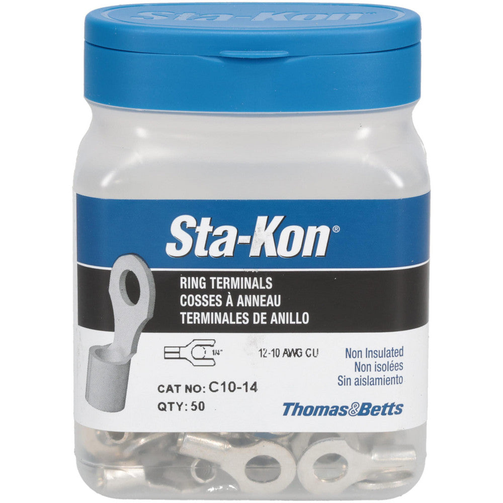 Thomas & Betts C10-14 D Shaped Ring Terminal Non-Insulated, 12 to 10 AWG, Crimp Connection