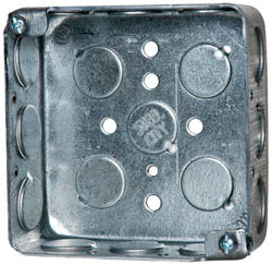 Thomas & Betts 52151-1/2 Electrical Outlet Box Steel, Square, 4" OAH, 4" OAW, 1-1/2" OAD, 2 Gangs
