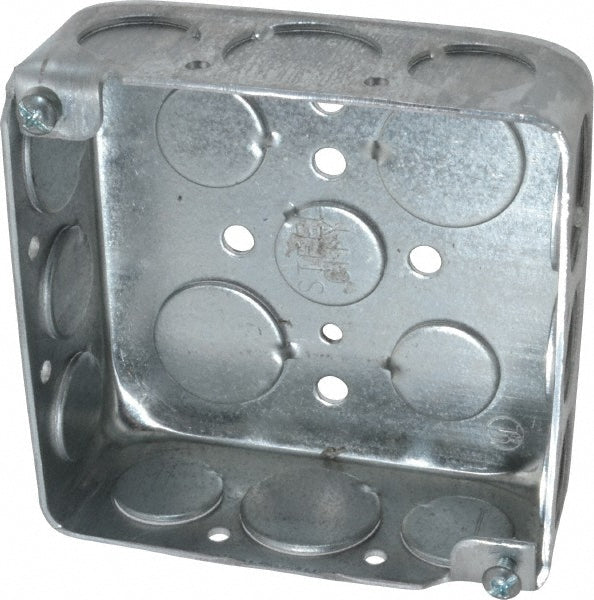 Thomas & Betts 52151-1/2 3/4 Electrical Outlet Box Steel, Square, 4" OAH, 4" OAW, 1-1/2" OAD, 2 Gangs