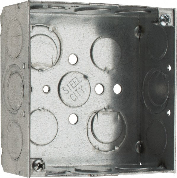 Thomas & Betts 521511/23/4EW Electrical Outlet Box Steel, Square, 4" OAH, 4" OAW, 1-1/2" OAD, 2 Gangs