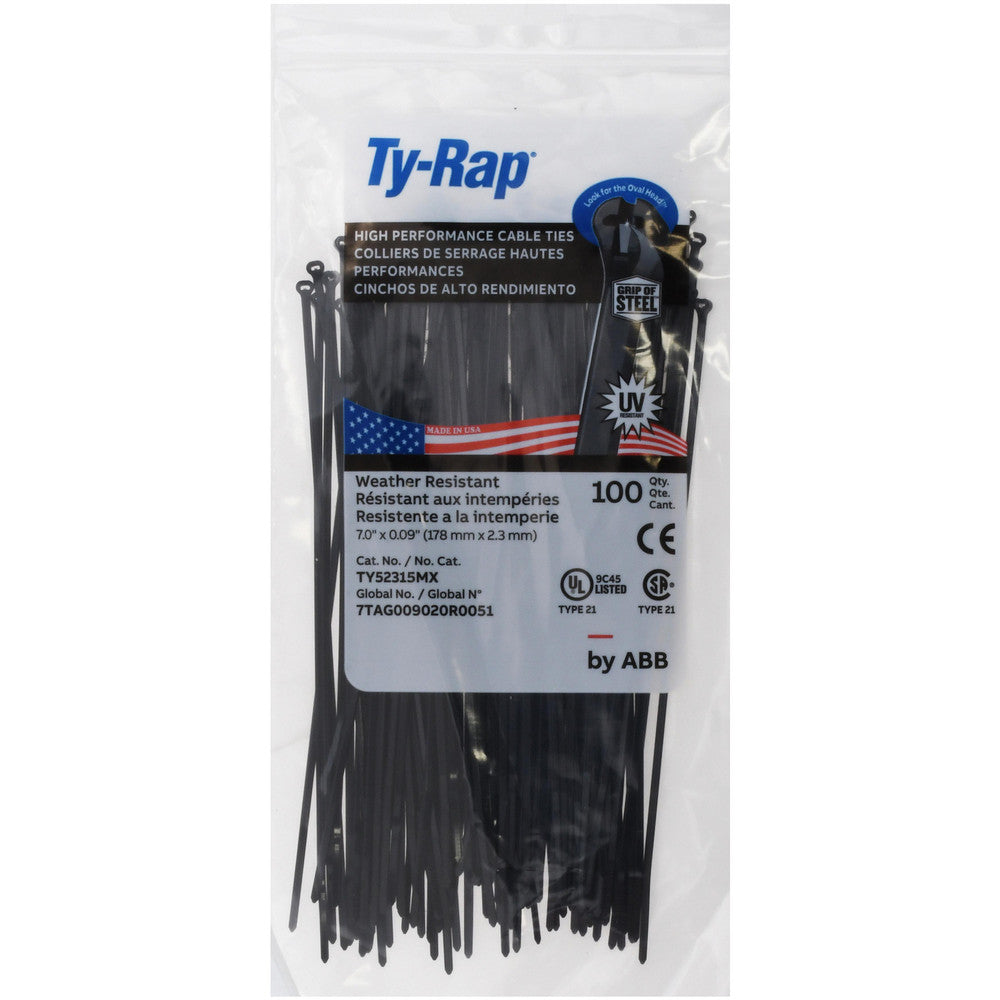 Thomas & Betts TY52315MX Standard Cable Tie 7" Long, Black, Nylon