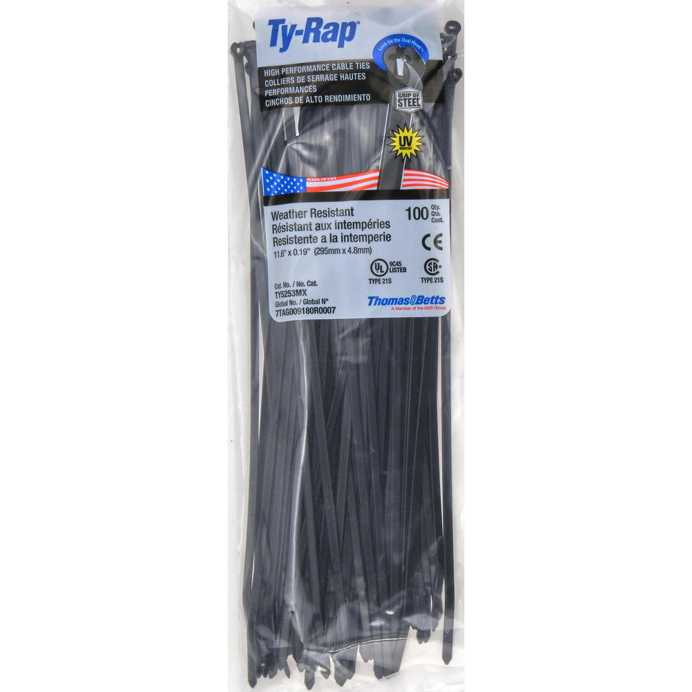 Thomas & Betts TY5253MX Standard Cable Tie 11.6" Long, Black, Nylon