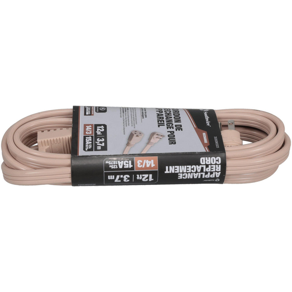 Southwire 3535SW3323 12', 14/3 Gauge/Conductors, Beige Indoor Extension Cord