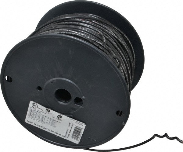 Southwire 411020508 Machine Tool Wire 16 AWG, Black, 500' Long, Polyvinylchloride, 0.12" OD