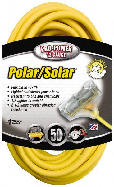 Southwire 3488SW0002 50', 12/3 Gauge/Conductors, Yellow Indoor & Outdoor Extension Cord