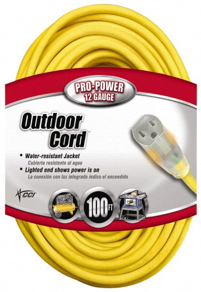 Southwire 2589SW0002 100', 12/3 Gauge/Conductors, Yellow Indoor & Outdoor Extension Cord