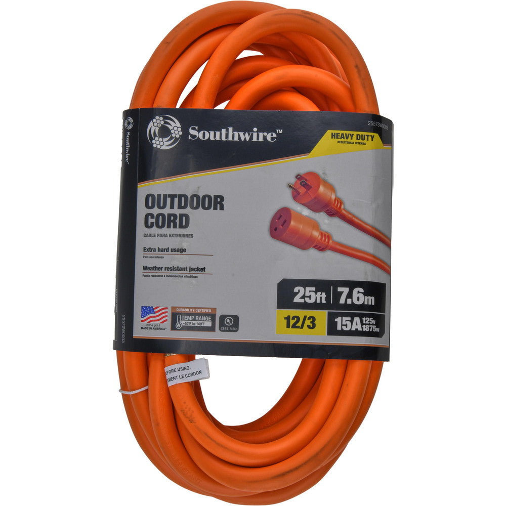Southwire 2557SW0003 25', 12/3 Gauge/Conductors, Orange Indoor & Outdoor Extension Cord