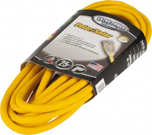 Southwire 1487SW0002 25', 14/3 Gauge/Conductors, Yellow Outdoor Extension Cord