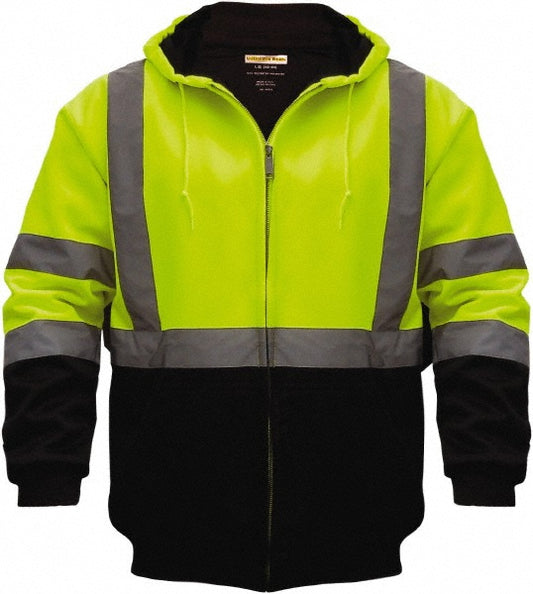 Utility Pro Wear UHV425-YB-L Cold Weather & High Visibility Sweatshirt Size Large, Polyester, Zipper & Zipper & Snaps Closure