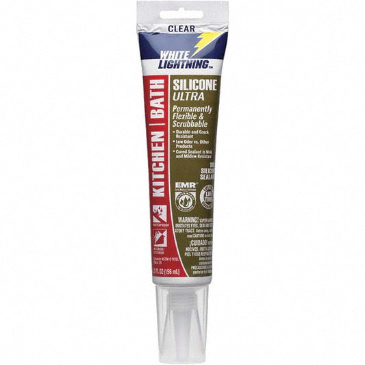 White Lightning W21101005 Sealant 5.3 oz Tube, Clear, Silicone