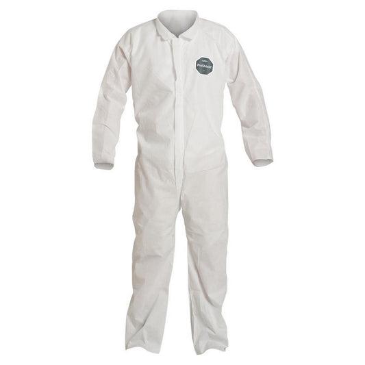 Dupont PB120SWH2X002500 Disposable Coveralls Liquid, Splash & Abrasion Protection, Size 2X-Large, 1.3000 oz, ProShield 10, Zipper & Stormflaps Closure