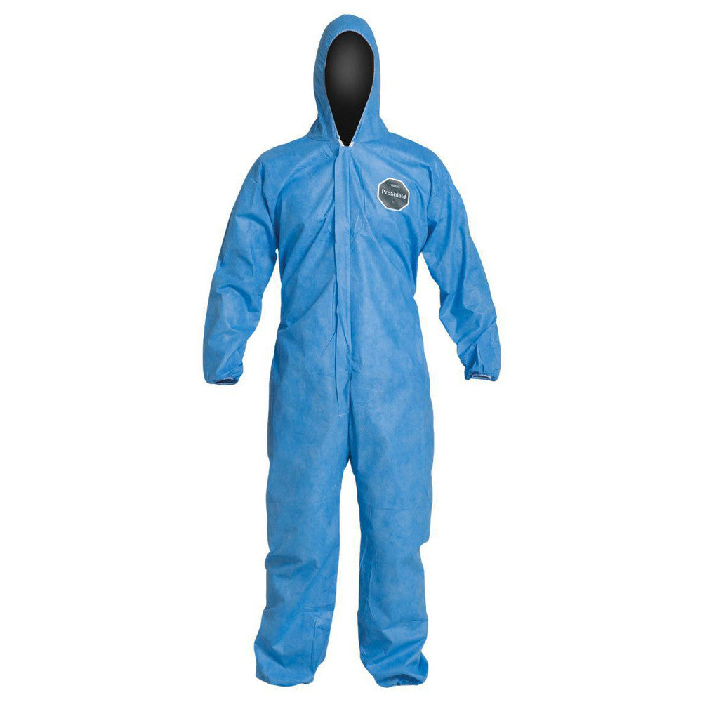Dupont PB127SBU4X002500 Disposable Coveralls Liquid, Splash & Abrasion Protection, Size 4X-Large, 1.3000 oz, ProShield 10, Zipper Closure
