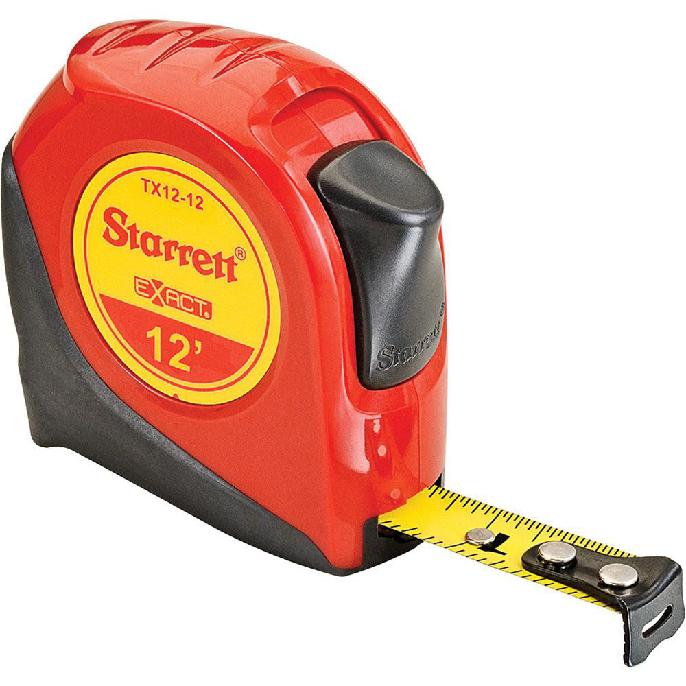 Starrett 30649 Tape Measure 12' Long, 1/2" Width, Yellow Blade