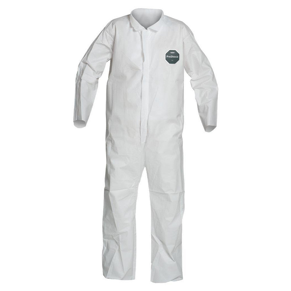 Dupont NB120SWHXL002500 Disposable Coveralls Liquid & Splash Protection, Size X-Large, 1.5000 oz, ProShield 50, Zipper Closure
