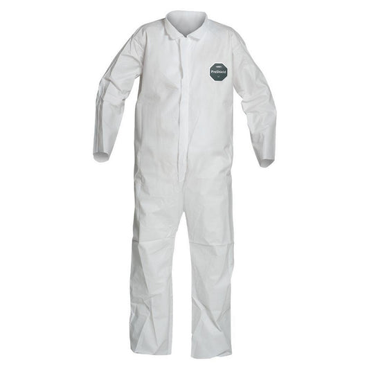 Dupont NB120SWHXL002500 Disposable Coveralls Liquid & Splash Protection, Size X-Large, 1.5000 oz, ProShield 50, Zipper Closure