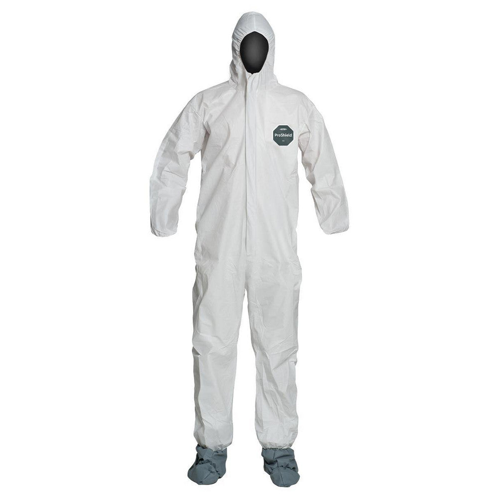 Dupont NB122SWHXL002500 Disposable Coveralls Liquid, Splash & Abrasion Protection, Size X-Large, 1.5000 oz, ProShield 50, Zipper Closure