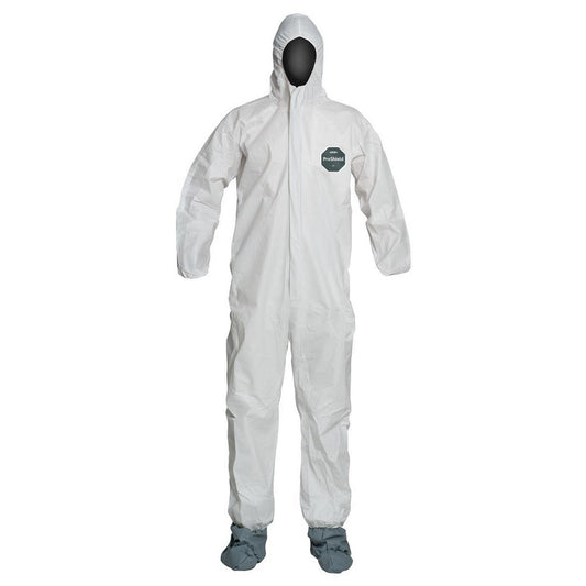 Dupont NB122SWHXL002500 Disposable Coveralls Liquid, Splash & Abrasion Protection, Size X-Large, 1.5000 oz, ProShield 50, Zipper Closure