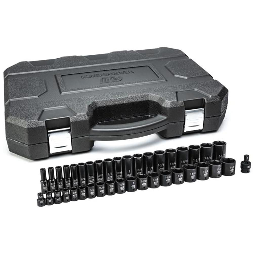 GEARWRENCH 84947N Deep Impact Standard Socket Set 39 Pc, 1/2" Drive, 3/8 to 1-1/2" Socket