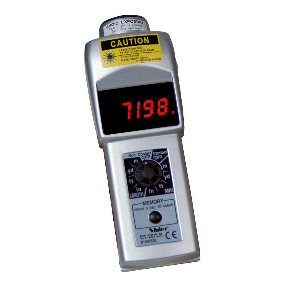 SHIMPO DT-207LR Accurate up to 0.006 +/- 1% Digit (6 RPM Max) (25,000 to 99,999 RPM), 1 RPM Resolution, Contact and Noncontact Tachometer