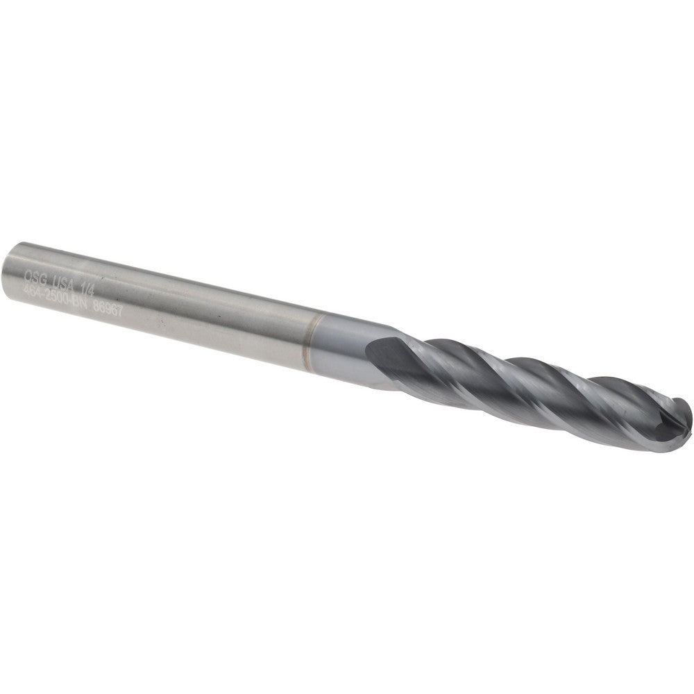 OSG 464-2500-BN08 Ball End Mill 1/4" Dia, 1-1/8" LOC, 4 Flute, Solid Carbide