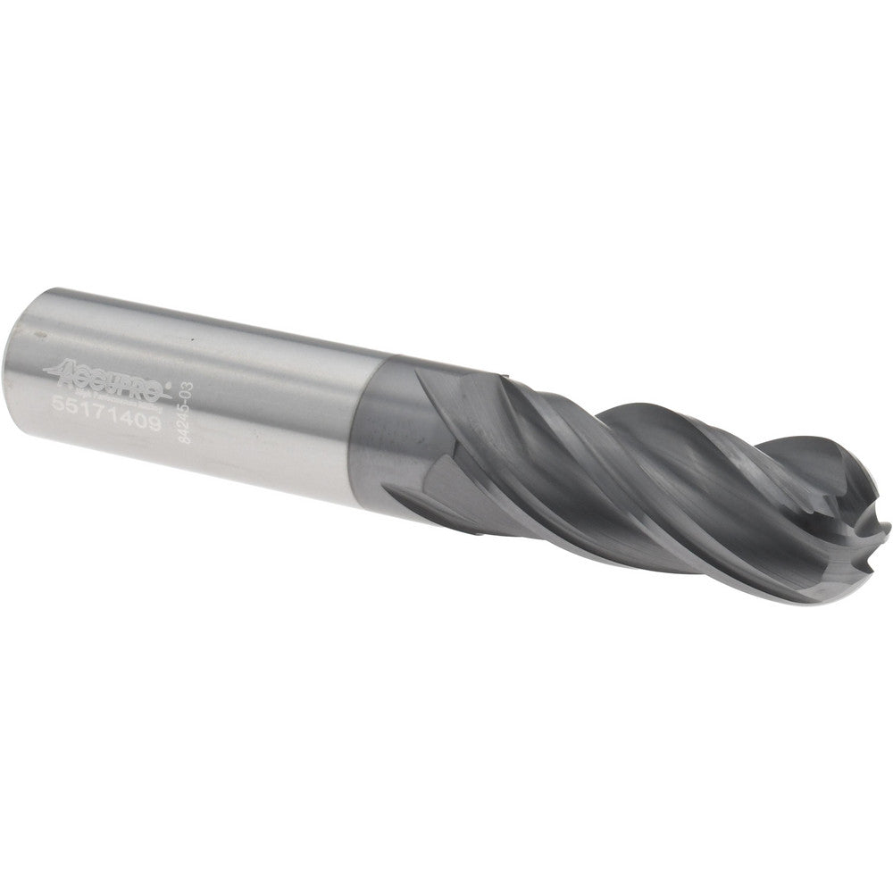 Accupro 95168616 Ball End Mill 1/2" Dia, 1-1/4" LOC, 4 Flute, Solid Carbide