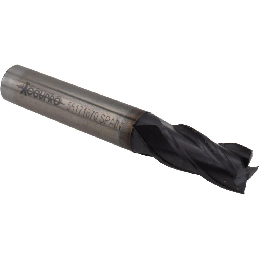 Accupro 39471 Square End Mill 3/8'' Dia, 3/4'' LOC, 3/8'' Shank Dia, 2-1/2'' OAL, 4 Flutes, Powdered Metal