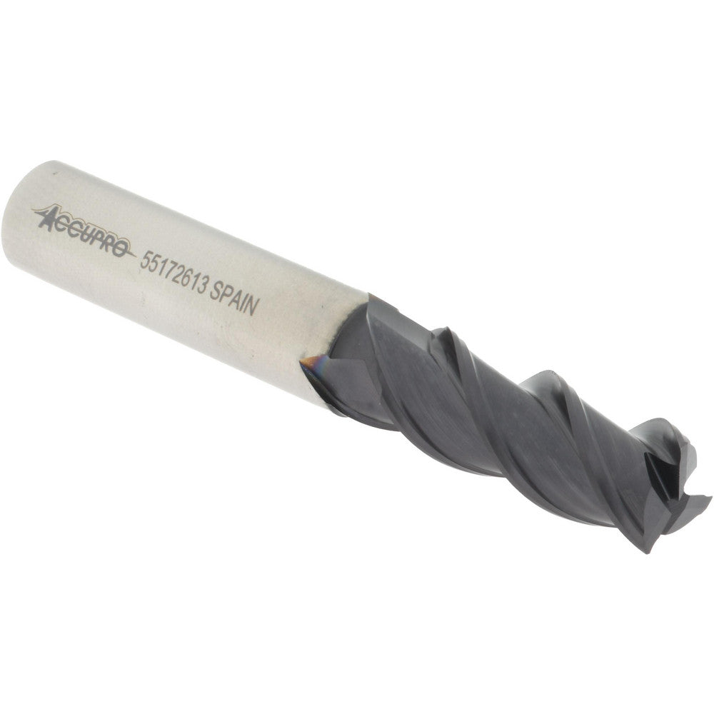 Accupro 39526 Square End Mill 1/2'' Dia, 1-1/4'' LOC, 1/2'' Shank Dia, 3-1/4'' OAL, 3 Flutes, Powdered Metal
