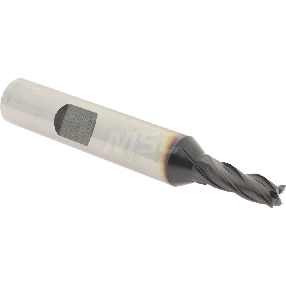 Accupro 39466 Square End Mill 3/16'' Dia, 1/2'' LOC, 3/8'' Shank Dia, 2-3/8'' OAL, 4 Flutes, Powdered Metal