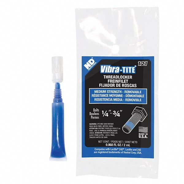 Vibra-Tite 12102 Threadlocker Blue, Liquid, 2 mL, Tube