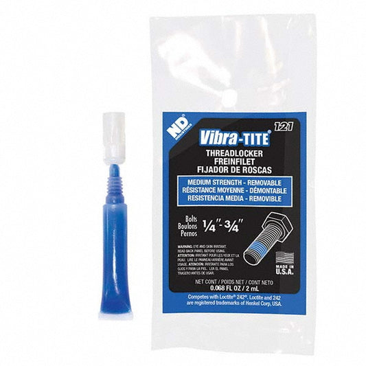 Vibra-Tite 12102 Threadlocker Blue, Liquid, 2 mL, Tube