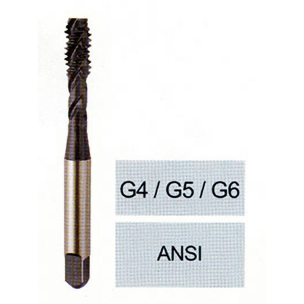 YG-1 G5244 Spiral Flute Tap M4x0.70 Metric Coarse, 3 Flutes, Bottoming, 6H Class of Fit, Vanadium High Speed Steel, TICN Coated