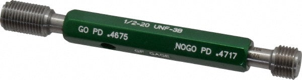 GF Gage W0500203BS Plug Thread Gage 1/2-20 Thread, 3B Class, Double End, Go & No Go