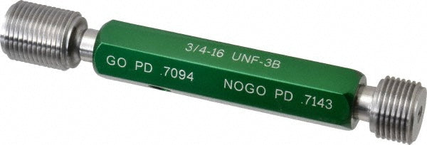 GF Gage W0750163BS Plug Thread Gage 3/4-16 Thread, 3B Class, Double End, Go & No Go