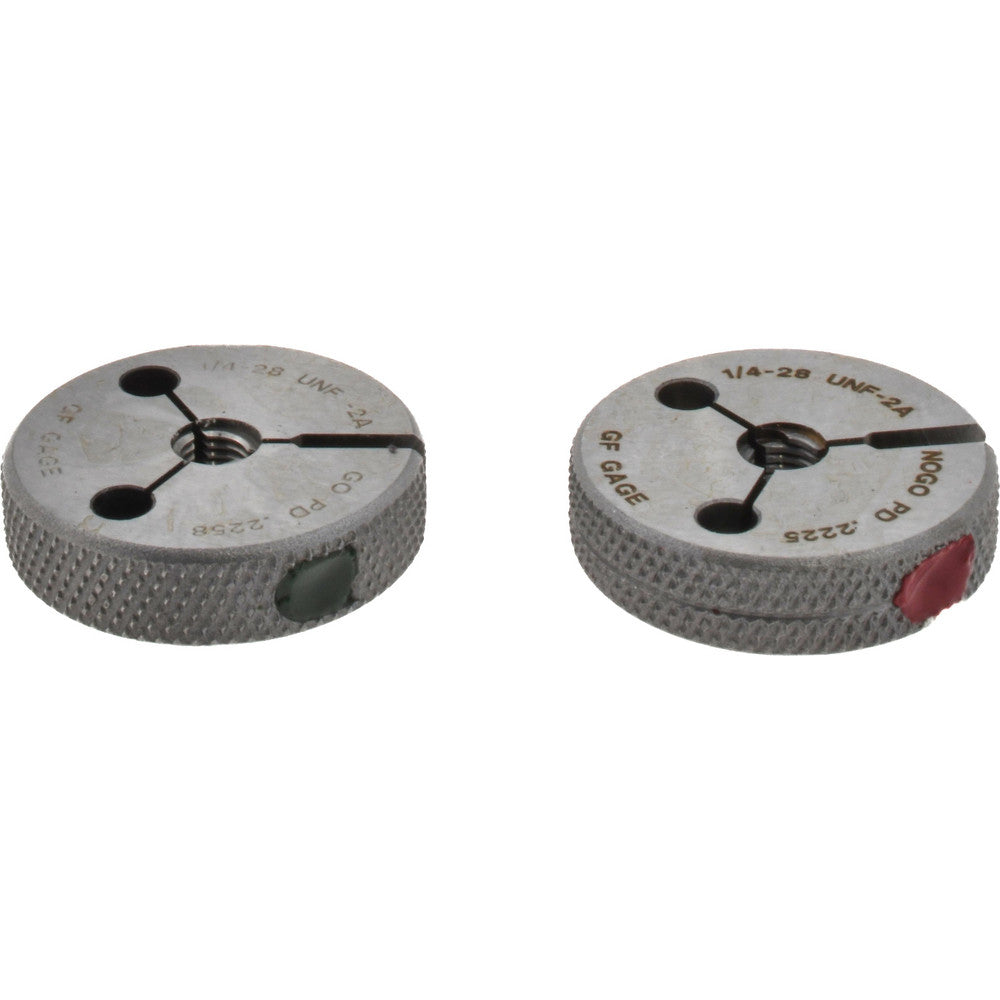 GF Gage R0250282AS Threaded Ring Gage 1/4-28 Thread, UNF, Class 2A, Go & No Go