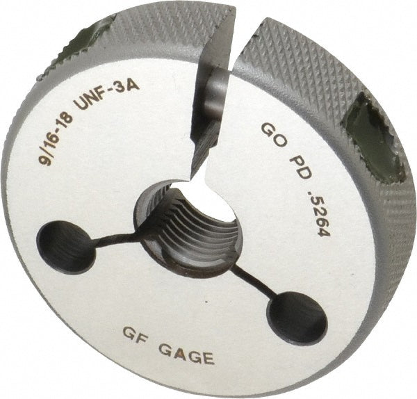 GF Gage R0562183AS Threaded Ring Gage 9/16-18 Thread, UNF, Class 3A, Go & No Go