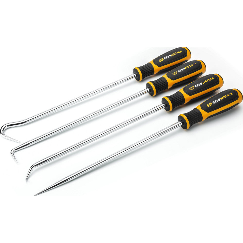 GEARWRENCH 84020H Scriber & Probe Sets Set Type Hook & Pick Scriber Set  Container Type None  Material Steel  Fixed Yes  Retractable No  Includes Heavy-Duty Full Hook Heavy-Duty Straight Pick Heavy Duty 90D Pick Heavy-Duty Combination Pick