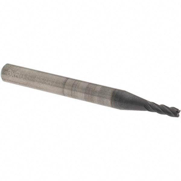 OSG HP434-1182 Corner Radius End Mill 3 mm Dia, 8 mm LOC, 0.5 mm Radius, 4 Flutes, Solid Carbide