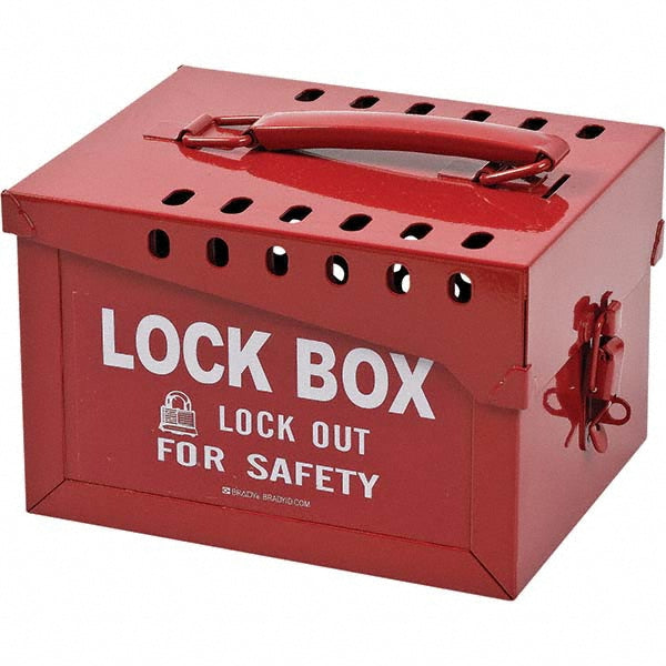 Brady 51171 Group Lockout Boxes Portable/Wall Mount Portable  Maximum Number of Padlocks 13  Color Red  Overall Height 6in  