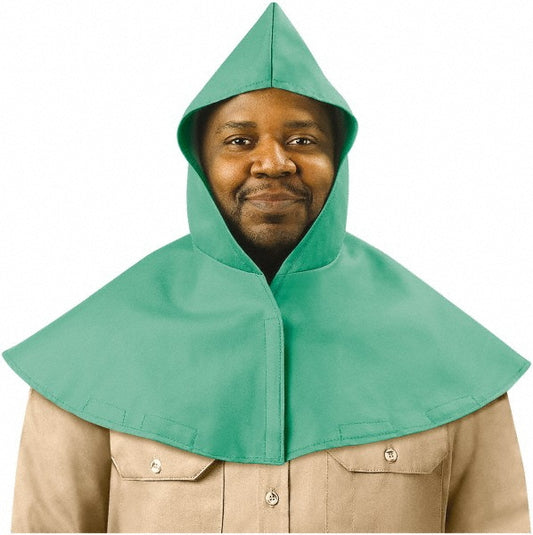 Steiner 11303 Arc Flash & FR Hoods Hood Type Hood with Neck & Shoulder Drape  Size Universal  Color Green  Hood Material Cotton  